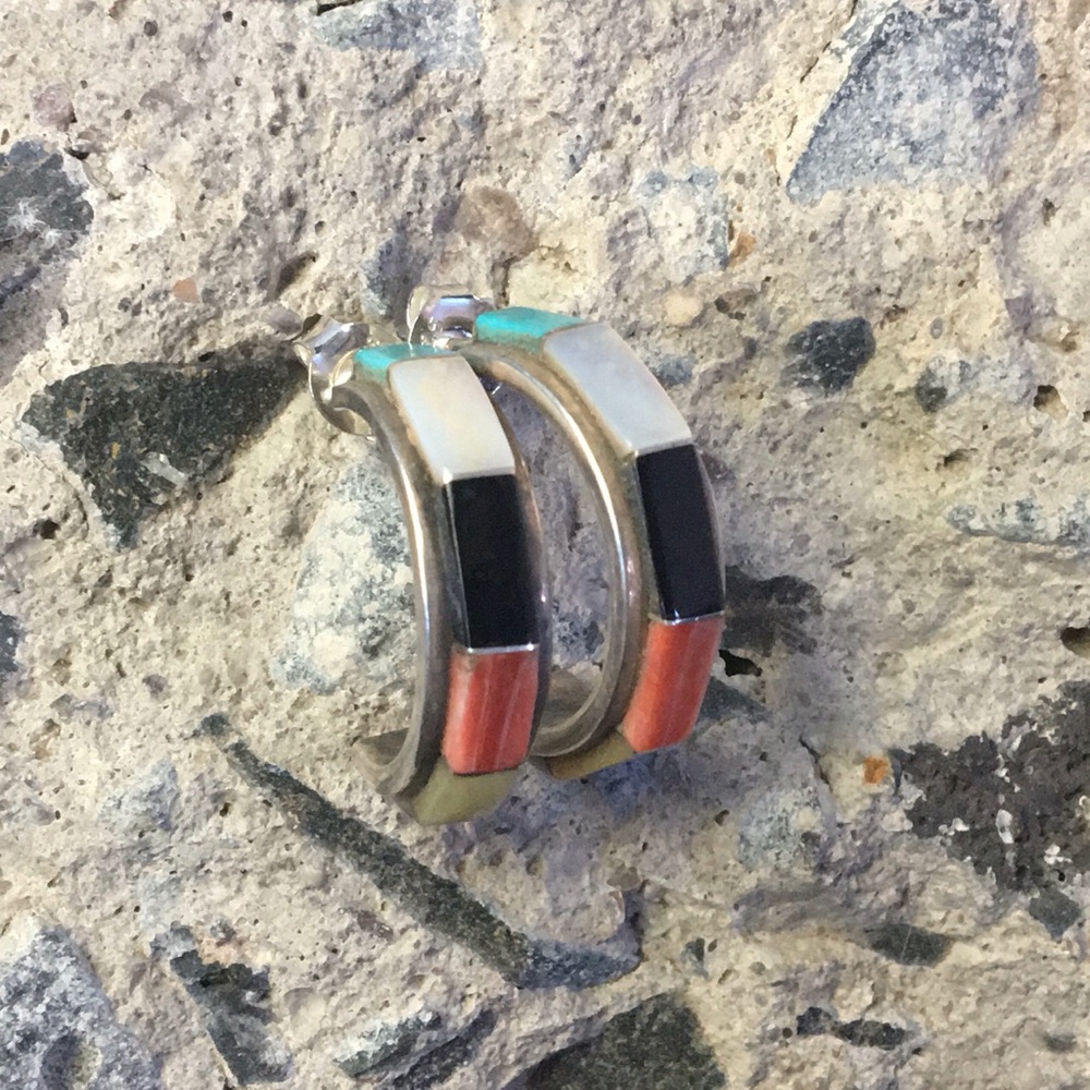 Vintage Southwest Multi Stone Fashion Hoops!